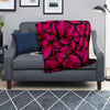 Black Pink Butterfly Print Blanket-grizzshop