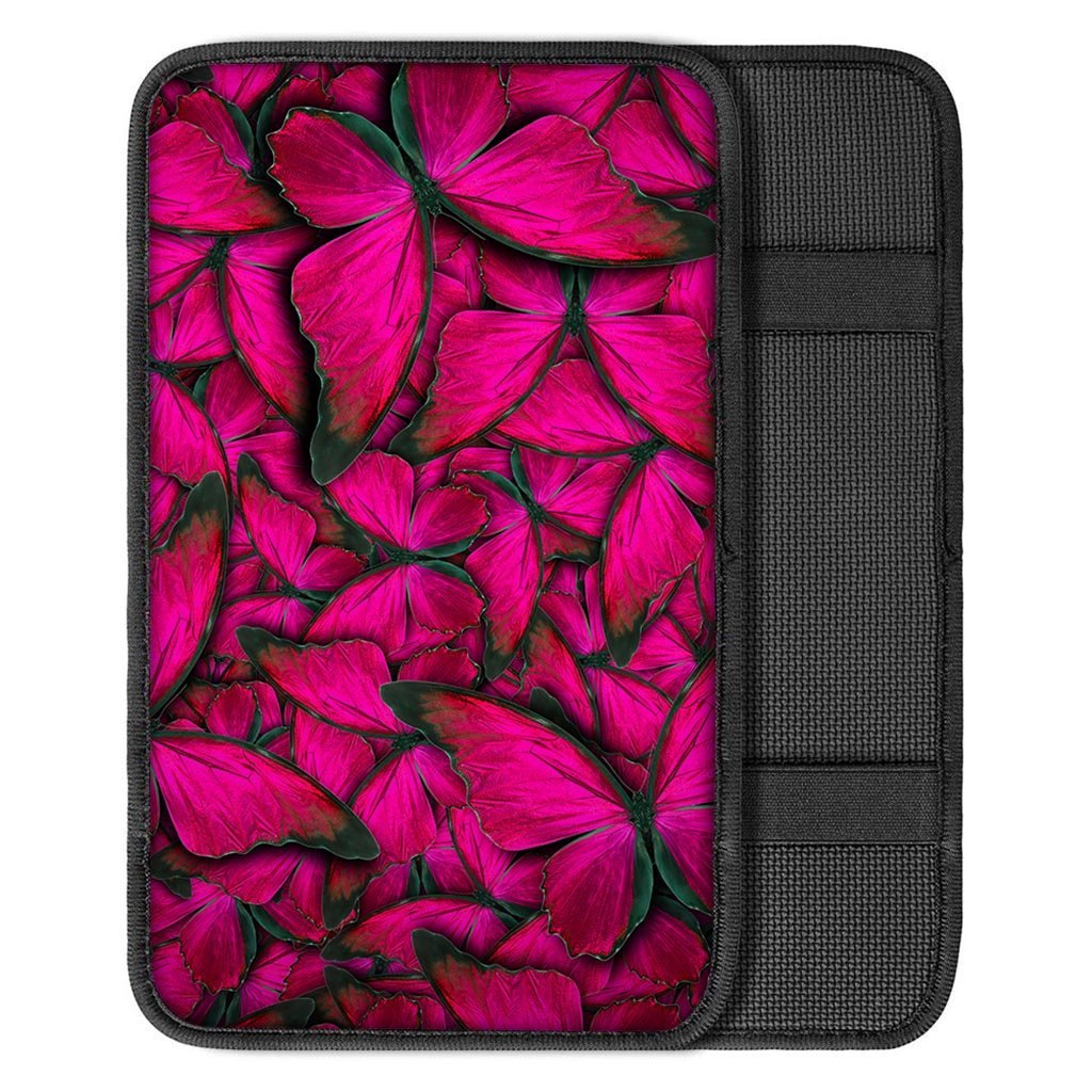 Black Pink Butterfly Print Car Console Cover-grizzshop