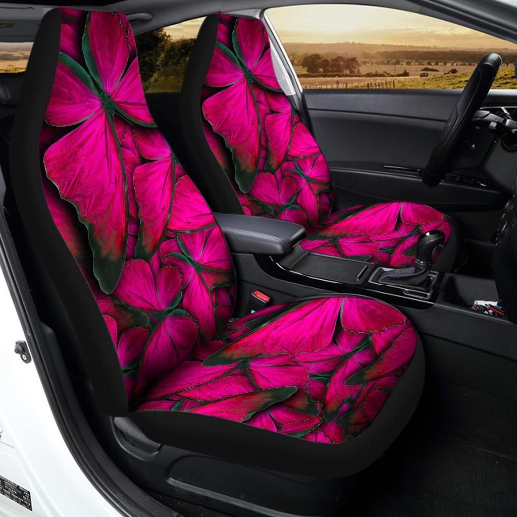 Black Pink Butterfly Print Car Seat Covers-grizzshop