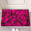 Black Pink Butterfly Print Door Mat-grizzshop