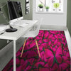 Black Pink Butterfly Print Floor Mat-grizzshop