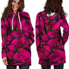 Black Pink Butterfly Print Hoodie Dress-grizzshop