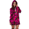 Black Pink Butterfly Print Hoodie Dress-grizzshop