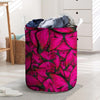 Black Pink Butterfly Print Laundry Basket-grizzshop