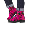 Black Pink Butterfly Print Men's Boots-grizzshop