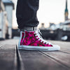 Black Pink Butterfly Print Men's High Top Shoes-grizzshop