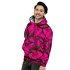 Black Pink Butterfly Print Men's Hoodie-grizzshop