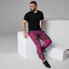 Black Pink Butterfly Print Men's Joggers-grizzshop