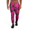 Black Pink Butterfly Print Men's Joggers-grizzshop