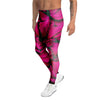 Black Pink Butterfly Print Men's Leggings-grizzshop