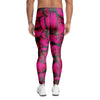 Black Pink Butterfly Print Men's Leggings-grizzshop