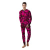 Black Pink Butterfly Print Men's Pajamas-grizzshop