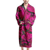 Black Pink Butterfly Print Men's Robe-grizzshop