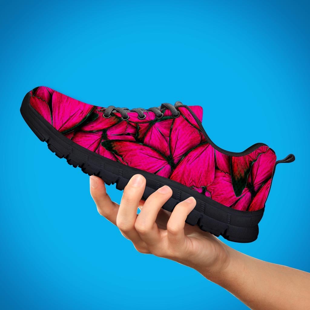 Black Pink Butterfly Print Men's Sneakers-grizzshop