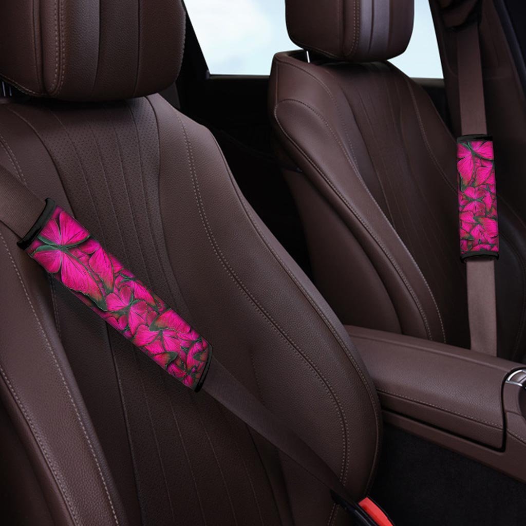 Black Pink Butterfly Print Seat Belt Cover-grizzshop