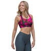 Black Pink Butterfly Print Sports Bra-grizzshop