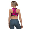 Black Pink Butterfly Print Sports Bra-grizzshop