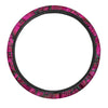 Black Pink Butterfly Print Steering Wheel Cover-grizzshop