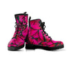 Black Pink Butterfly Print Women's Boots-grizzshop