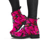 Black Pink Butterfly Print Women's Boots-grizzshop