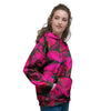 Black Pink Butterfly Print Women's Hoodie-grizzshop