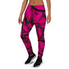 Black Pink Butterfly Print Women's Joggers-grizzshop