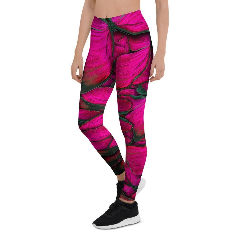 Black Pink Butterfly Print Women's Leggings-grizzshop