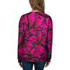 Black Pink Butterfly Print Women's Sweatshirt-grizzshop