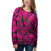 Black Pink Butterfly Print Women's Sweatshirt-grizzshop