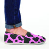 Black Pink Cow Print Canvas Shoes-grizzshop