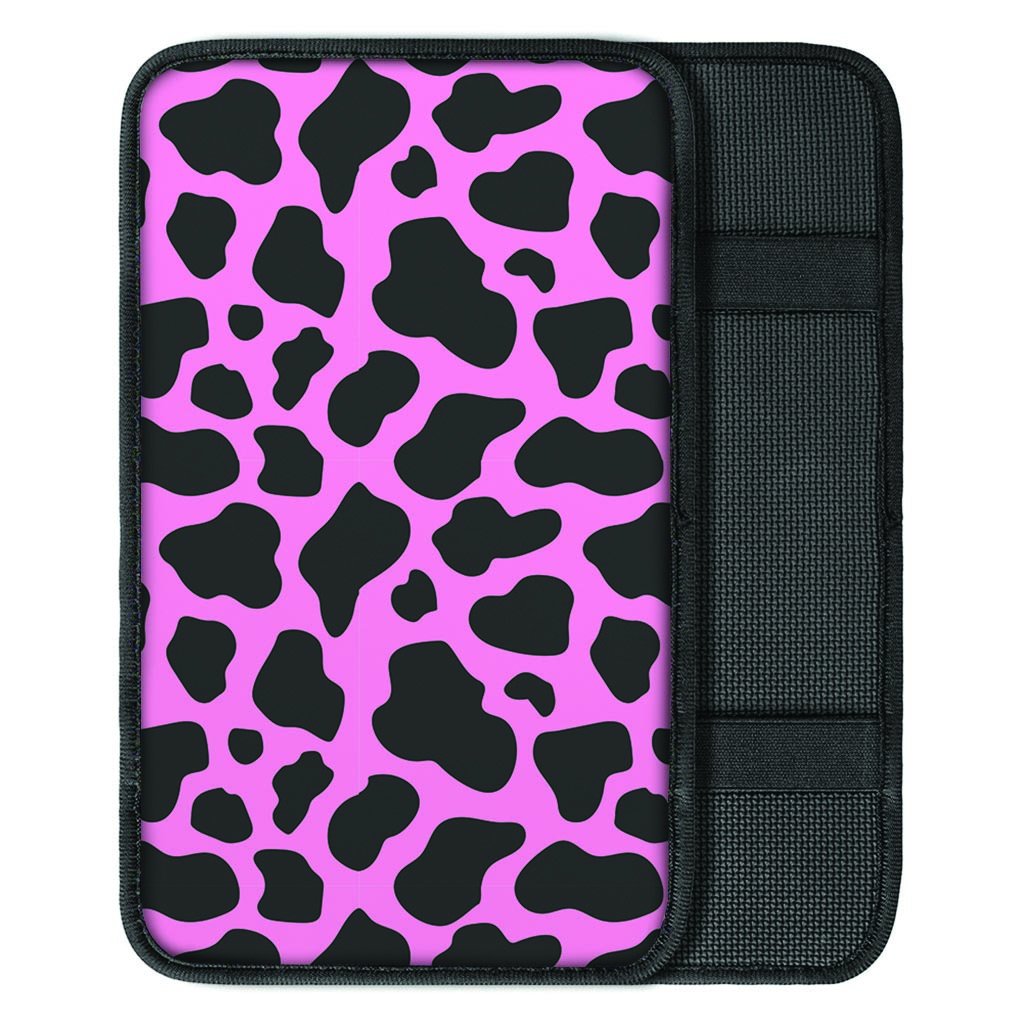 Black Pink Cow Print Car Console Cover-grizzshop