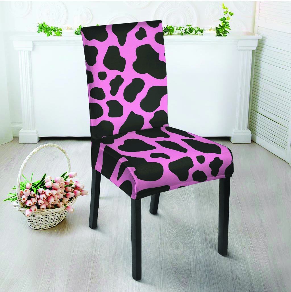 Black Pink Cow Print Chair Cover-grizzshop