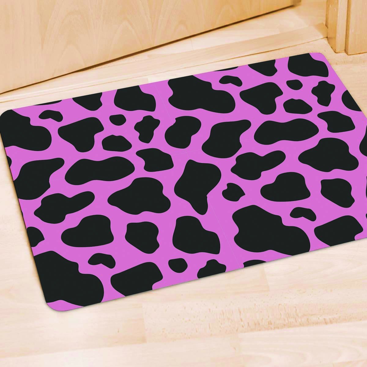 Black Pink Cow Print Door Mat-grizzshop