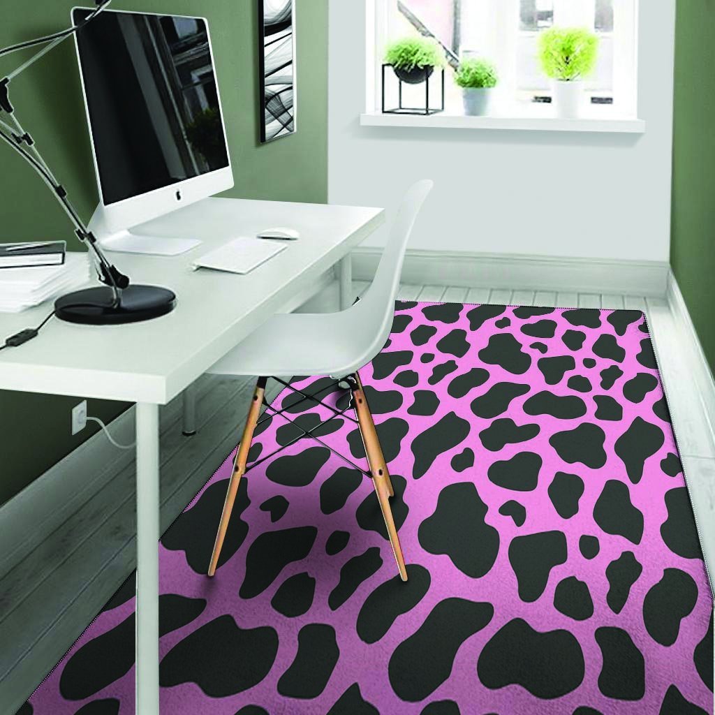 Black Pink Cow Print Floor Mat-grizzshop