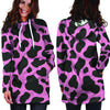 Black Pink Cow Print Hoodie Dress-grizzshop