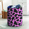 Black Pink Cow Print Laundry Basket-grizzshop