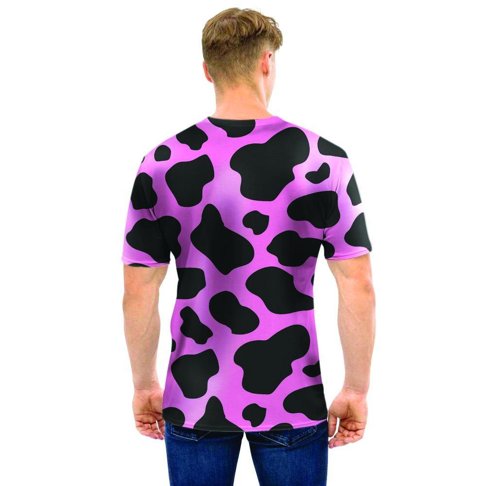 Black Pink Cow Print Men T Shirt-grizzshop