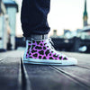 Black Pink Cow Print Men's High Top Shoes-grizzshop