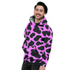 Black Pink Cow Print Men's Hoodie-grizzshop