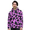 Black Pink Cow Print Men's Hoodie-grizzshop