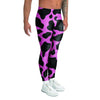 Black Pink Cow Print Men's Leggings-grizzshop