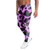 Black Pink Cow Print Men's Leggings-grizzshop