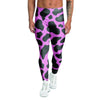 Black Pink Cow Print Men's Leggings-grizzshop