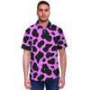 Black Pink Cow Print Men's Short Sleeve Shirt-grizzshop