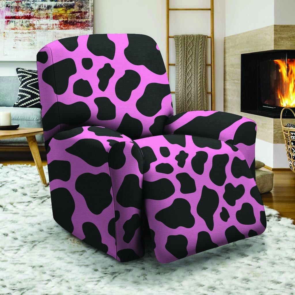 Black Pink Cow Print Recliner Cover-grizzshop