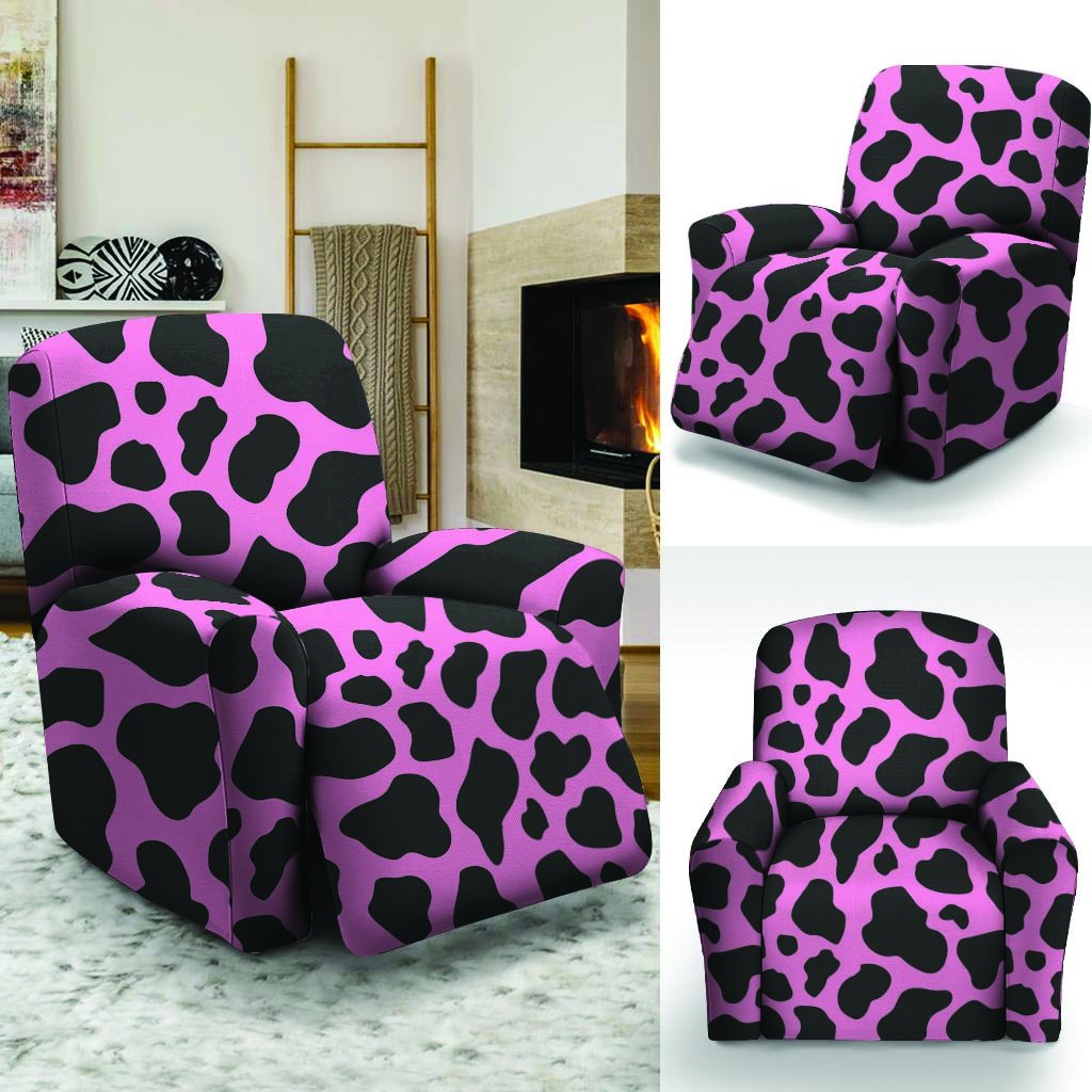 Black Pink Cow Print Recliner Cover-grizzshop