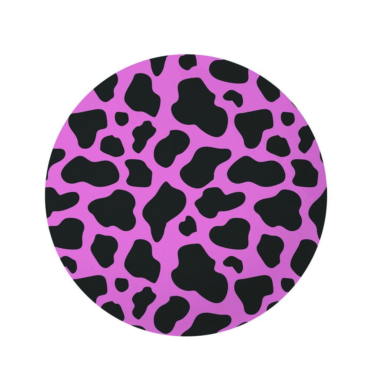 Black Pink Cow Print Round Rug-grizzshop