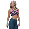 Black Pink Cow Print Sports Bra-grizzshop