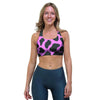 Black Pink Cow Print Sports Bra-grizzshop