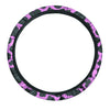 Black Pink Cow Print Steering Wheel Cover-grizzshop